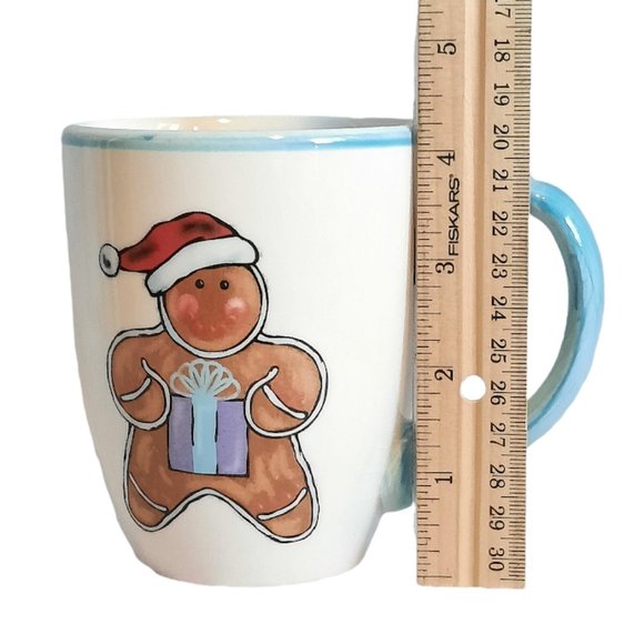 Tabletops Gallery Christmas Pal Gingerbread Man Hand Painted Coffee Mugs 12 oz. - Picture 3 of 4